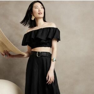Banana Republic Black Off-Shoulder Crop Top